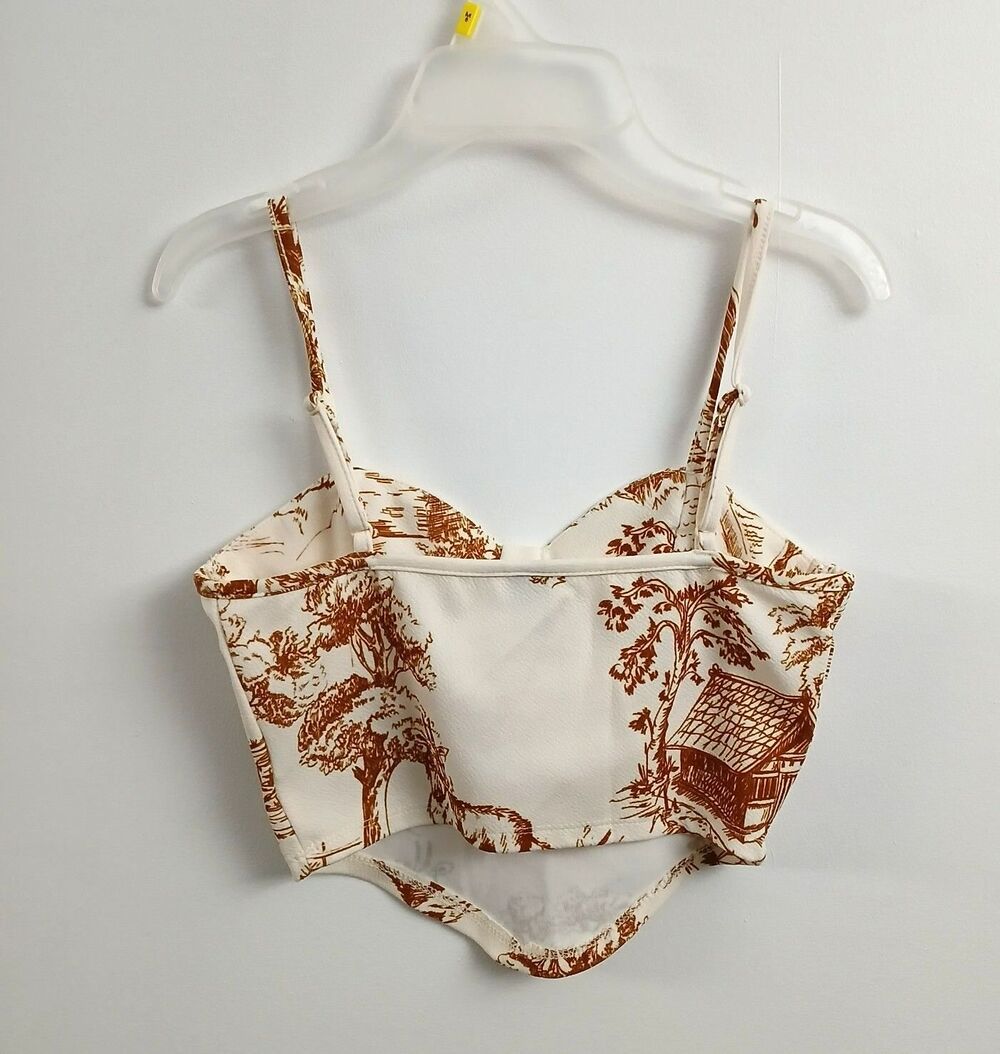 Women's XS Bustier Tank Crop Top Summer Clubbing Sexy Asian Adjustable Straps - Picture 2 of 7